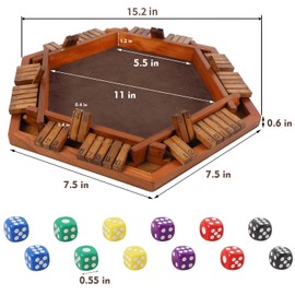 Juegoal Wooden Shut The Box Dice Game for 1-6 Players, Upgrade Tabletop Board Game with 12 Dice for Kids Adults Families, Classics Travel Portable Classroom Home Party Pub Board Game Sets