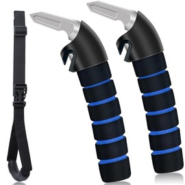 KOUNATSURI Car Handle Assist for Elderly - Car Door Handle for Elderly & Seniors & Handicap - Multifunction Car Armrest Portable Bar（2Pack Blue and Strap）