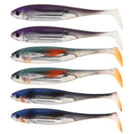 OriGlam 6pcs Fishing Soft Lure Plastic Bait T Tail, Paddle Tail Swimbaits Artificial Bait, Minnow Lures for Bass Pike Trout Perch Fishing Accessory for Saltwater Freshwater
