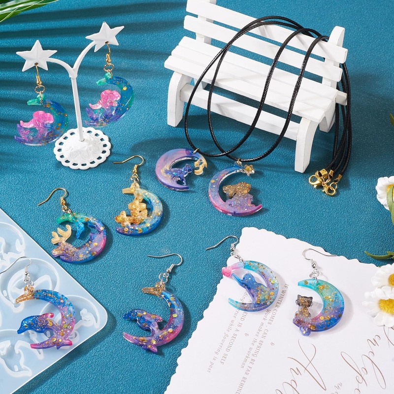 Handship 141pcs Resin Earring Mold Kit Assorted Animal Moon Pendant