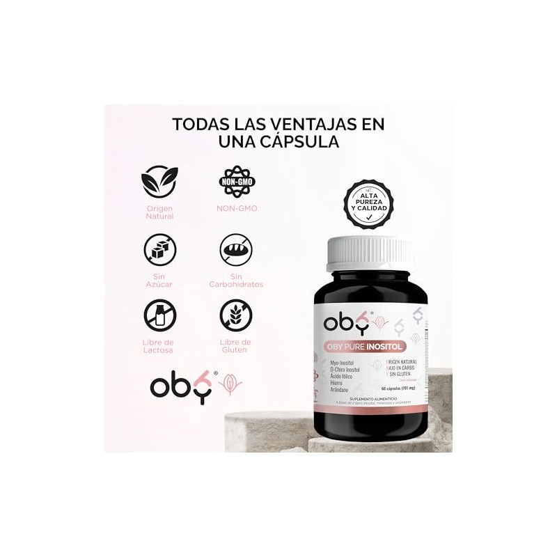 Oby Inositol Myo Chiro Acido Folico Hierro Extracto Arándano Suplemento