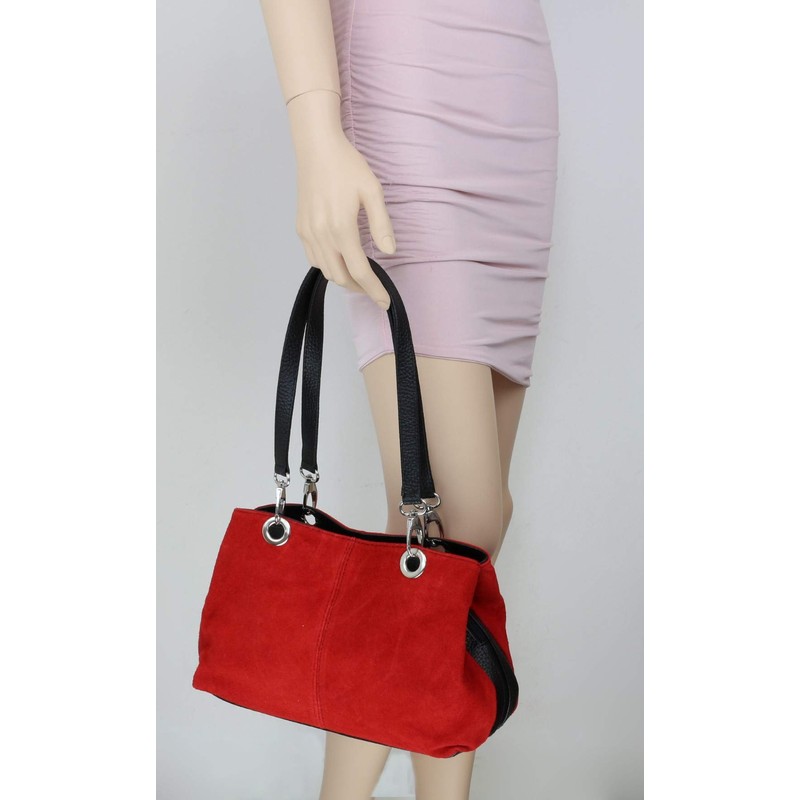 Girly HandBags Italian Suede Leather Shoulder Bag (Fuchsia)