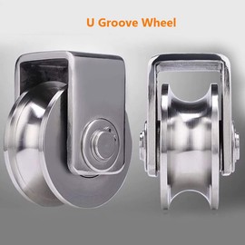 U Groove 3in Stainless Steel Heavy Duty Double Bearing Rigid Caster Sliding Gate Roller Wheel