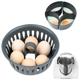 2-in-1 Egg Boiler Egg Holder Poacher Insert, Egg Poacher Egg Boiler 4 Poached Eggs and 6 Boiled Eggs, Compatible with TM31, TM5, TM6, Accessories for Thermomix Cooking Basket and Egg Boiling (17 x 17