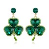EVER FAITH St Patrick's Day Clover Stud Earrings Sparkling Heart