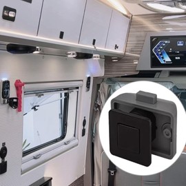 MTSmart RV Metal Cabinet Locks, Metal Push Button, Square Cabinet Latch for RV Motorhome Camper Truck Caravan Van Yacht Boat Marine, Camper Cupboard Knob RV Cabinet Latches (Black 5PC)