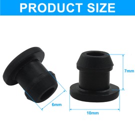 Cionyce 20 Pcs 6 mm Silicone Plugs Waterproof Stoppers, Black Round Rubber Plugs for Round Holes