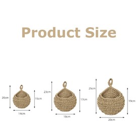 3-Piece Woven Wall Hanging Basket, Cotton Rope Storage Baskets, Rustic Wall Mounted Decorative Organizer, for Entryway, Bathroom, Bedroom (Mini Small Medium, Natural Jute Color)