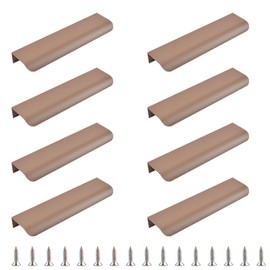MOROBOR Finger Edge Pull, 8pcs Concealed Handle Modern Style Drawer Handle, Curved Aluminum Alloy Invisible Handle Wardrobe Handle for Cabinet Hardware Drawer,80mm/Brown