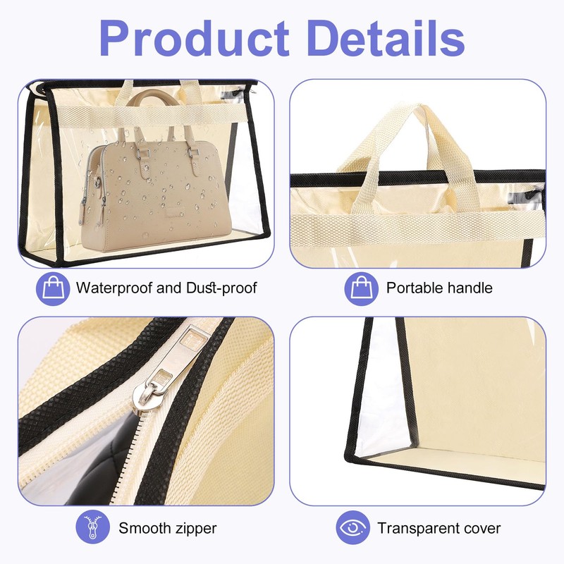 Erinnmy 6 Pack Dust Bags for Handbags,Clear Handbag Storage Organizer,Purse