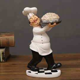 WINOMO Chef Figures Decorative Kitchen Chef Figure Chef with Pasta Baker Decorative Figure Resin Sculpture Desktop Ornaments Kitchen Restaurant Café Bar Bakery Decoration Gift Style 2