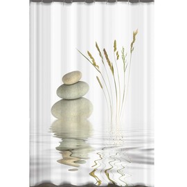 Ekershop Wellness Stone Digital Print Quality Textile Shower Curtain with Rings 120 x 200 cm