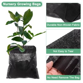 M METERXITY 200-Pack Nursery Growing Bags, 5.3" x 4.3" Non-Woven Plant Nursery Bags, Fabric Seeding Pots Pouch for Seed Starting/Soil Transplant/Home Garden Supply [Black]