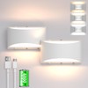 Aipsun White Battery Operated Wall Sconce 2 Packs, USB LED