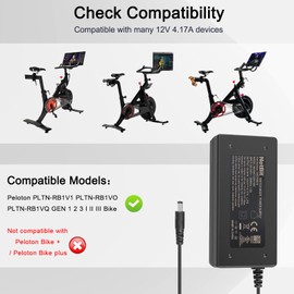 12V 4.17A Power Supply for Peloton Exercise Bike Peloton PLTN-RB1V1 PLTN-RB1VO PLTN-RB1VQ ATS050TP121 Charger, Not 20V