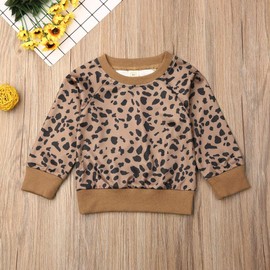 Hnyenmcko Toddler Infant Baby Boy Girl Sweatshirt Letter Print Long Sleeve Pullover Top Casual Sweater Fall Winter Clothes (Leopard, 0-6 Months)
