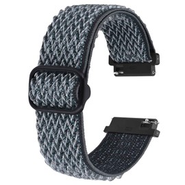 BISONSTRAP Watch Band, Nylon, Watch Strap, 0.6 inch (16 mm), 0.7 inch (18 mm), 0.7 inch (19 mm), 0.8 inch (20 mm), 0.9 inch (22 mm), Quick Release, Stepless Adjustment, Elastic Replacement Band, 22 mm