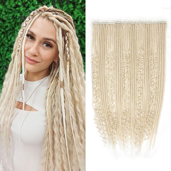 24 Inch Clip in Dreadlock Hair Extensions 10Clips Mixed Handmade