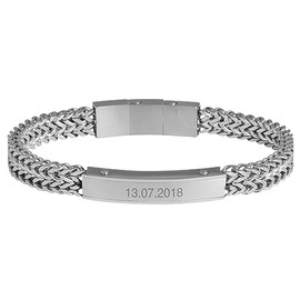 Akzent Curb Bracelet with Stainless Steel ID Plate, Stainless Steel
