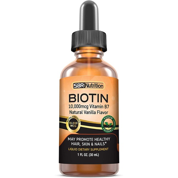 MAX Absorption Biotin Liquid Drops, 10000 mcg of Biotin Per Serving, 60 Serving, No Artificial Preservatives, Vegan Friendly, Supports Healthy Hair Growth, Strong Nails and Glowing Skin, Made in USA