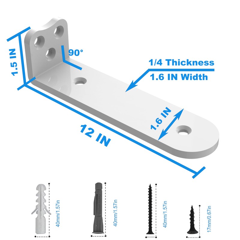 Eurydice Heavy Duty Floating Shelf Brackets, 1/4 inch Thick L