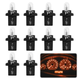 10pcs DC 12V 1.2W T5 Direct Connector Indicator Light Central Control Dash Light for Car Motorcycle Indoor Speed Instrument Light Yellow