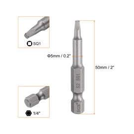 HARFINGTON 2pcs Square Screwdriver Bit SQ1 1/4" Hex Shank 50mm/2" Length Magnetic 4 Point Hex Bits S2 Steel Industrial Grade Electric Screw Driver Bit 5mm Rod