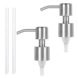 2 Pack Lotion Soap Dispenser Pump Replacement Soap Pump Dispenser Head,Stainless Steel Liquid Soap Dispenser Pump,Replacement Spare for Standard 28/400 (26 mm - 28mm) Neck Size(Silver)