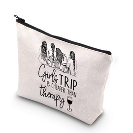Girls Trip Makeup Bag Girls Trip Is Cheaper Than Therapy 2023 Makeup Pouch Bachelorette Bridesmaid Gift (TRIP therapy CA)
