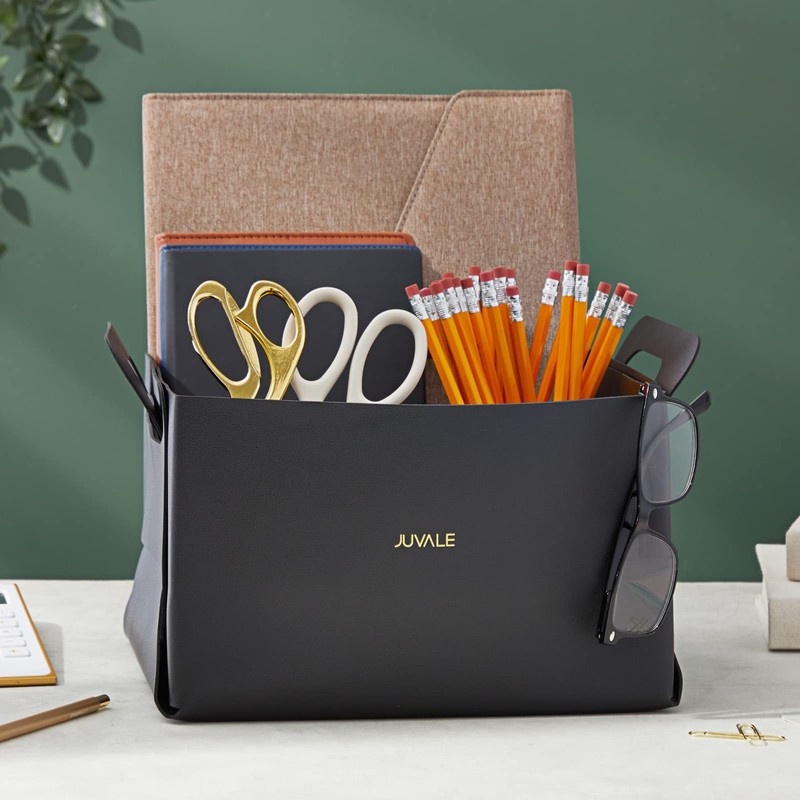 Juvale Foldable Faux Leather Cube Storage Bins - Collapsible Cube