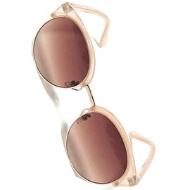 Bliss Leather Clubmaster Shape Artistic Sunglasses, Round Shape, Lightweight, Fatigue Resistant, Eye Friendly, Lightweight, Unisex, Clear beige × brown half