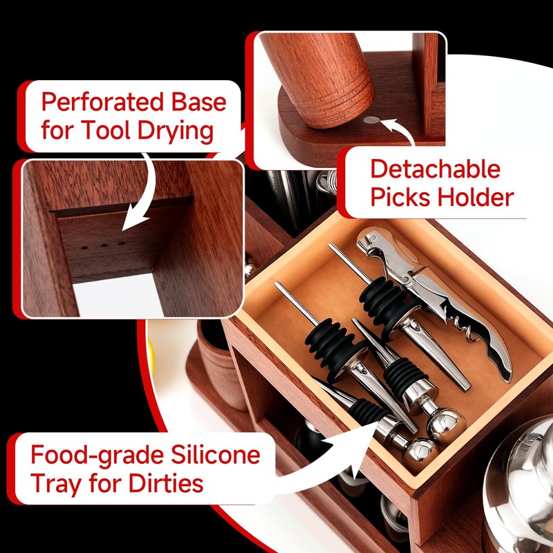 Lexenic Cocktail Making Dock, 23-Piece Cocktail Shaker Set with Versatile