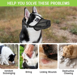 Dog Muzzle, NiCoLa Soft Adjustable Mesh Muzzles for Small Medium Large Dogs, Breathable Pet Mask Dog Training Muzzle with Adjustable Straps, Prevent Biting Chewing and Licking (L)