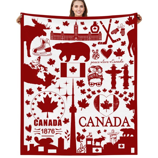 Canadian Gifts, 50x60 Inch Canada Blanket Cozy Throw Blankets Canada