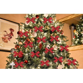 PHIEZC Pack of 50 Christmas bows, dovetail bowknot, red ribbon bow, Christmas ribbon bow, for gift box, Christmas tree, Christmas party decoration, red