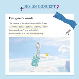 PAHALA 925 Strling SilverTravel Series Suitcase Enamel Vintage Cubic Zircon Pendant Necklace