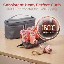 Heated Rollers for Hair Styling, 1 Minute Rapid Heat Up Electric Curlers with 160°C Thermostat, Heat Proof ABS Construction, Multiple Size Rollers for All Hair Types