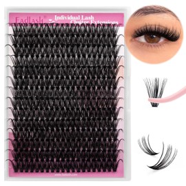 Individual Lashes 17mm Cluster Lashes Large Tray DIY Lash Extension D Curl Lash Clusters Soft Individual Lash Extensions Eyelash Clusters Wispy Cluster Eyelash Extensions (40D-0.07D, 17mm)