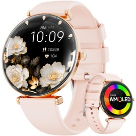 Hwagol Smart Watches for Women Android & iOS Compatible[Calls/Answer/Metal Slim] 1.43" Micro-Spherical AMOLED Screen,IP68 Waterproof Sports Watch Fitness Tracker Sleep/Heart Rate Monitor (Pink)