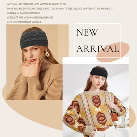 Kavya Winter Headbands for Women's Hair, Crochet Ear Warmers for Women Knitted Headband Fleece Lined Hair Bands Cable Head Band Knit Ear Muffs Turban Thicken Headwrap