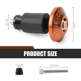 Bawkars 2 PCS 7/8" Motorcycle Handlebar End Caps, Universal Handle Bar End Weights Cap Accessories, Modified Handlebar Plugs for Most Motorcycles (Orange)