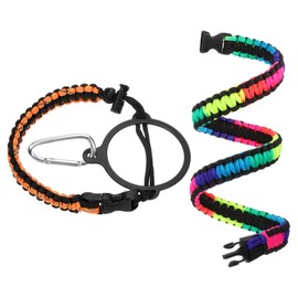 QUARKZMAN Paracord Handle, Water Bottle Handle Strap, Paracord Cap Strap, Carrier Strap for Wide Neck Bottles 16 oz to 64 oz, Amber Colour