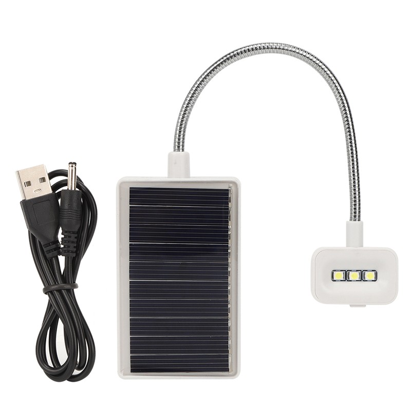 Flexible Arm Solar USB 3LED Clip On Lamp for Bedroom