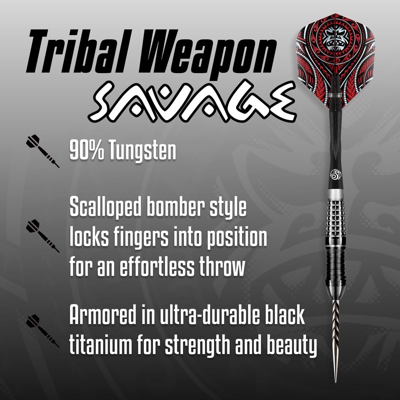 Shot! Tribal Weapon Savage 90% Tungsten Barrels Steel Tip Darts