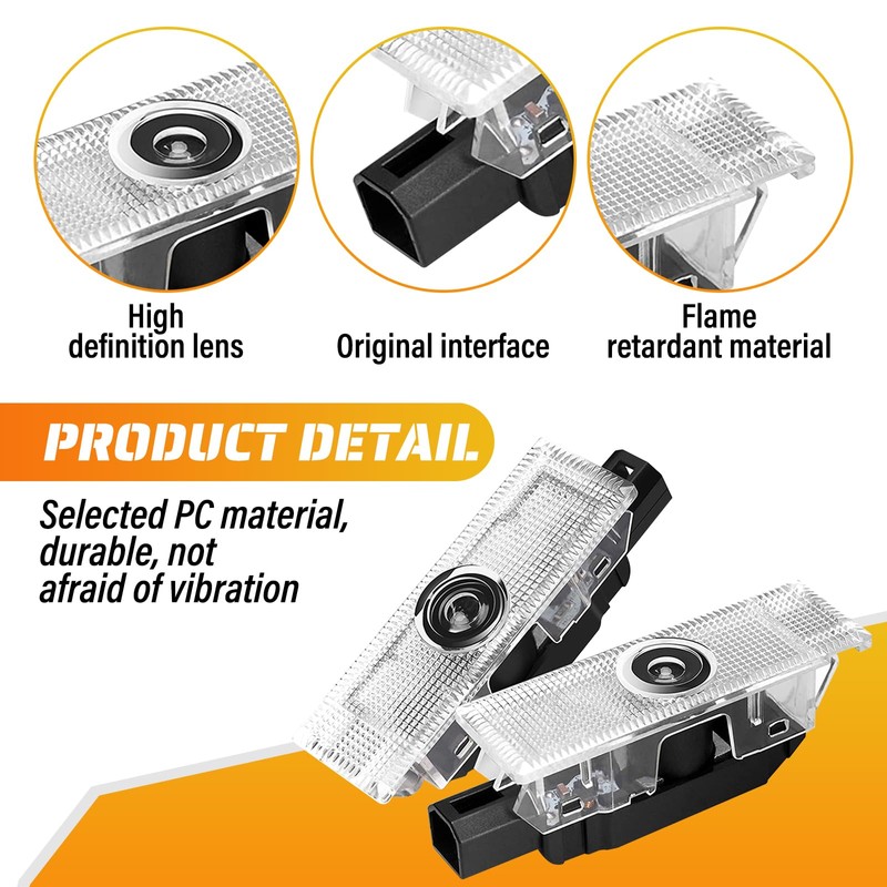 2Pcs Door Lights Logo for Dodge Challenger 2015-Present, Puddle Lights,