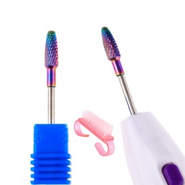 2Pack Nail Drill Bit Upgraded 3/32'' Carbide Tungsten Nail Bits Two Way Rotate Bits for Nail Small Barrel Smooth Nail Drill Bit Remove for Manicure Pedicure Cuticle Gel Polish(Nail Brush)