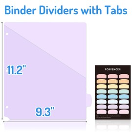 Forvencer 48 Count Dividers for 3 Ring Binder, 8 tabs Binder Dividers with Pocket for US Letter Size, Binder Dividers with Tabs for School Office and Home Organization, Multicolor, 6 Sets