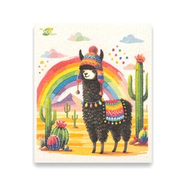 SWEDEdishcloths - Eco Friendly Cellulose Sponge Dish Towels - Mixed Set of 6 (One of Each Design) Llama Swedish Dish Cloths