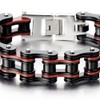 Masculine Mens Bike Chain Bracelet of Stainless Steel Black Red