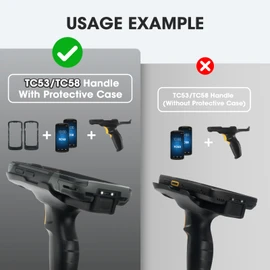 TC53 Trigger Handle with Protective Case for Zebra TC53 TC58 Handheld Barcode Scanner Mobile Computer, Rugged Cover (SG-NGTC5EXO1-01) and Sensitive Trigger Handle (TRG-NGTC5-ELEC-01) for Easy Scanning